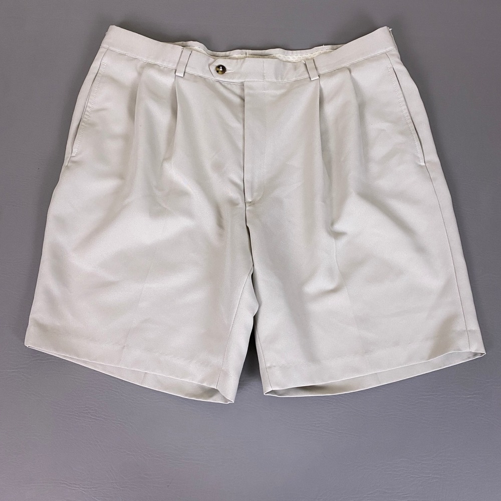 Sansabelt Shorts Men's Size 34W Pleated Front Tan‎ Khaki Classic Fit Casual Golf
